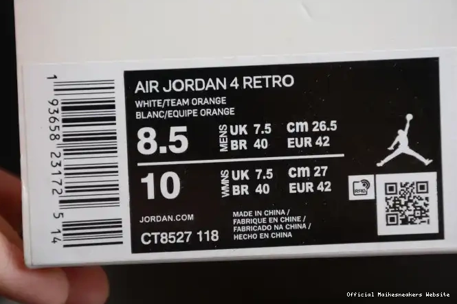 Official Maikesneakers Air Jordan Team 4 OrangeCT8527-118 0406